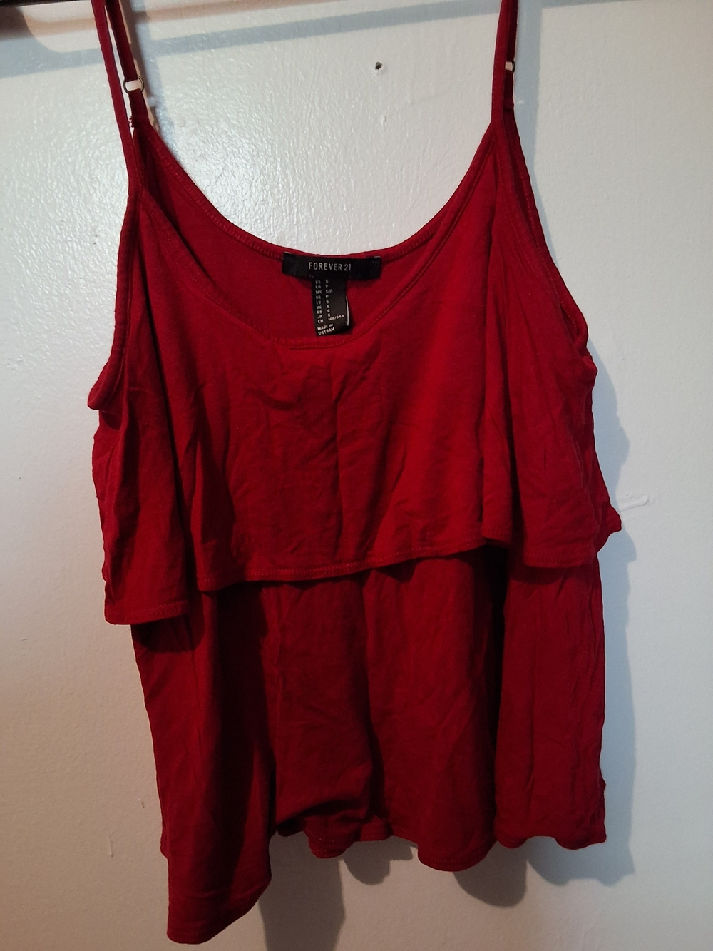 Forever 21 Burgundy Ruffle Camisole Tank Top - Women's Spaghetti Straps